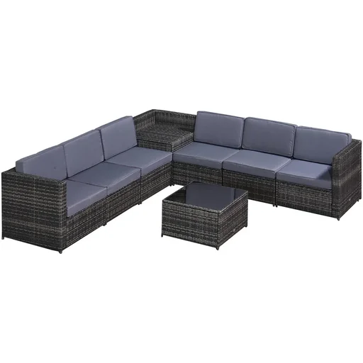"Polyrattan lounge set 8-piece including cushions image"