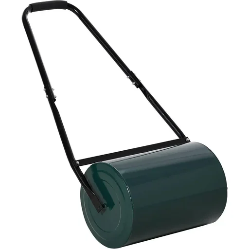 "Lawn roller with U-handle garden roller garden roller 30 cm diameter 30 L water/sand filling 41 cm working width metal green image"