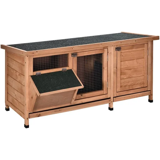 "Rabbit hutch with feed compartment image"