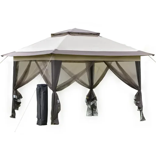 "Foldable garden shed - incl. bag - brown - 3.64 x 3.64 x 2.94 m image"