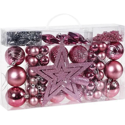 "Christmas tree decorations - Christmas tree decorations pink 66 pieces image"