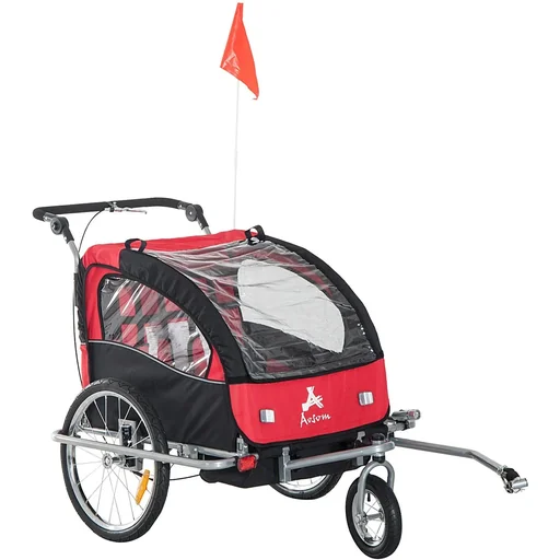 "Bicycle trailer children red-black 2 in 1 jogger image"