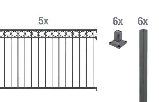 "Complete fence set Circle, for screwing on, anthracite, height 100 cm, length 10 m image"