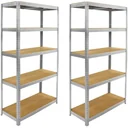 2 metal storage racks / shelving units with 5 shelves - 875kg capacity - (WxDxH) 90x40x180cm - 175kg per shelf