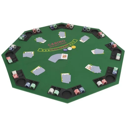 "Poker table top for 8 players, 2-way folding, green image"