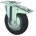Swivel castor with solid rubber tyre and brake, diameter 80 mm