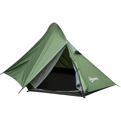"Camping tent for 2 people dark green image"