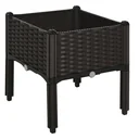 Raised bed in rattan look, dark brown