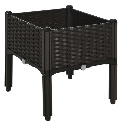 "Raised bed in rattan look, dark brown image"