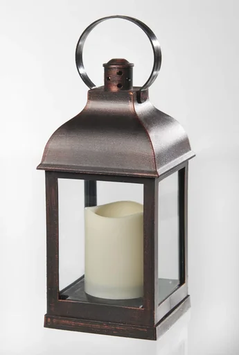 "Lantern with LED candle and flickering effect image"
