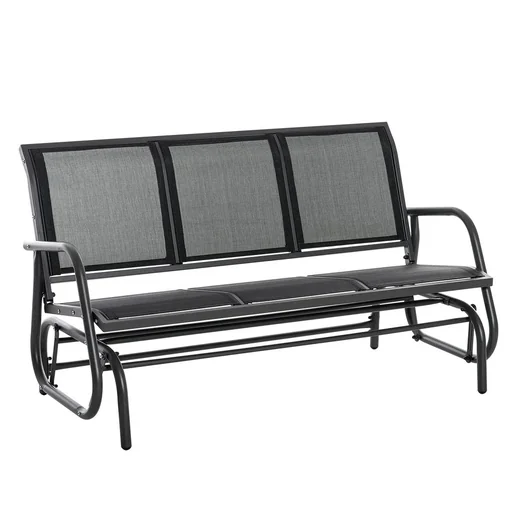 "Swing bench 2-seater garden bench garden swing bench park bench metal garden furniture black 151 x 75 x 85 cm image"