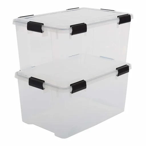 "Waterproof storage box, transparent, 50 liters, set of 2 image"