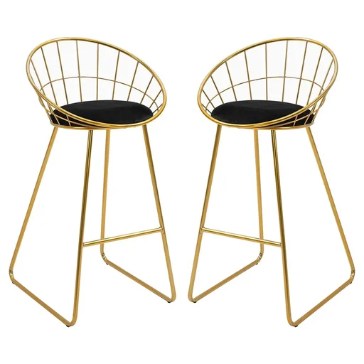 "2-piece bar stool kitchen stool with backrest plastic pins for kitchen dining room metal velvet touch polyester fabric Sc image"