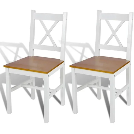 "Dining table chairs, 2 pieces, white pine image"