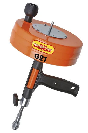 "Drain cleaning device G21, mini circular snake, manual and machine operation image"