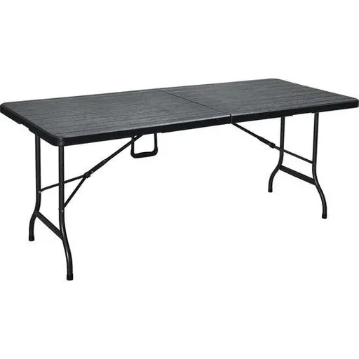 "Plastic camping table folding table - Woodlook Black - 179x74x72.5 cm - aluminum frame image"