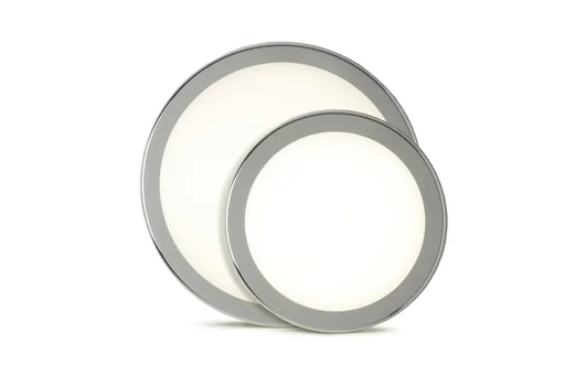 "ECO wall and ceiling light with interchangeable ring in chrome and white, 22 cm, 14 watts, IP54 image"