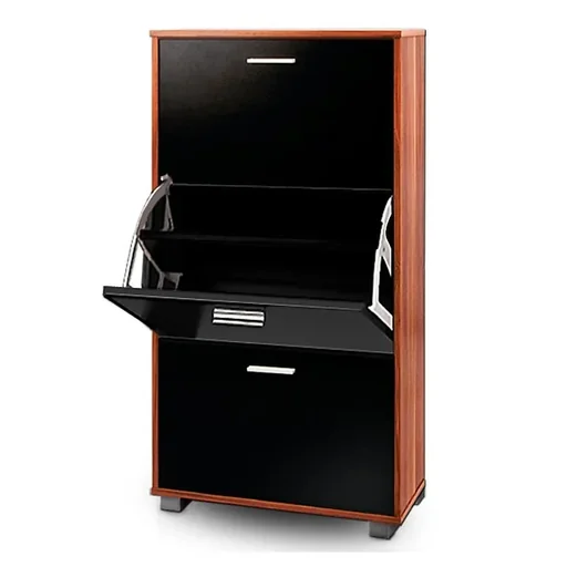 "Shoe set with 3 drawers, black wenge wood, 115 x 60 x 24 cm image"