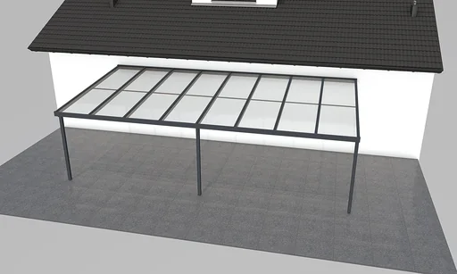 "Patio roof Premium, anthracite, 8125 x 4060 mm - Acrylic multi-wall sheets 16 mm, clear image"