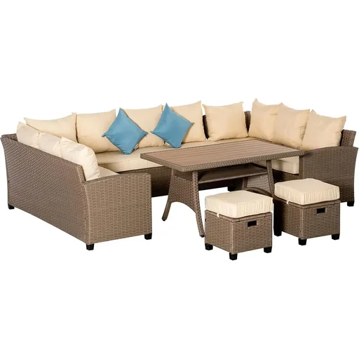 "6-piece PE rattan sofa set including cushions image"