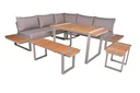 AUREA lounge corner group, 6-piece, aluminum, stainless steel look / polyester / non-wood