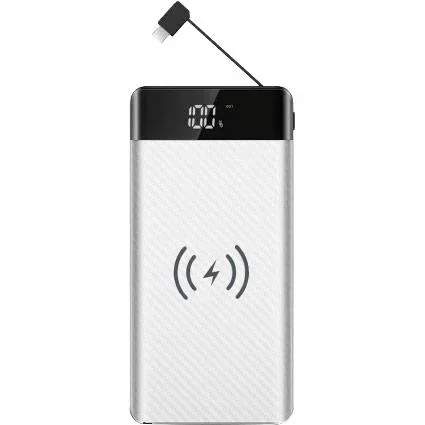 "VT-3508 Power Bank with QI Wireless Charging Function - 20,000 mAh - Includes Micro USB Cable - White image"