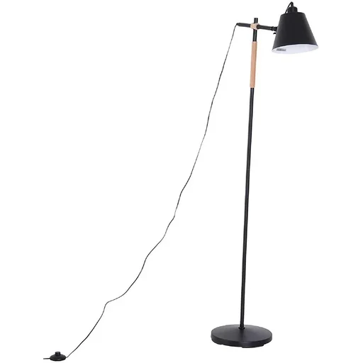 "Floor lamp adjustable floor lamp 40W metal + wood black 54 x 30 x 155 cm image"