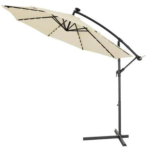 "Parasol Mali with LED lighting tiltable cream - Ø 3.3m image"