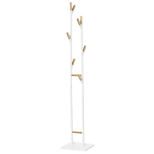 "Coat rack standing coat rack with 8 hooks coat rack white metal frame and bamboo branches living room entrance area image"