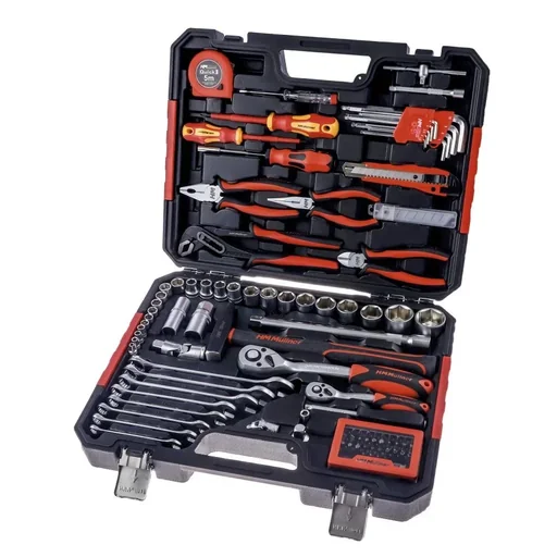 "Universal tool case 107-piece with reversible ratchet 1/4" image"