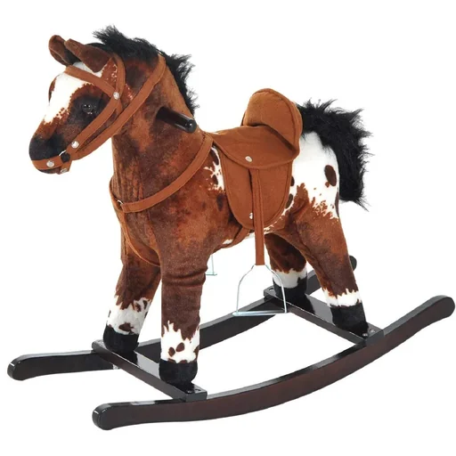 "Rocking horse plush rocking animal baby swing tones dark brown image"