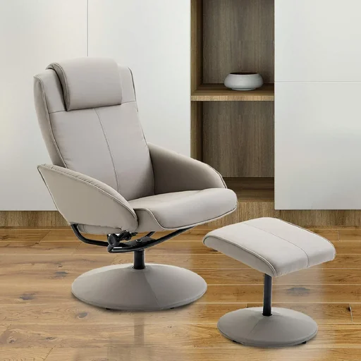 "Relaxing chair TV chair Armchair 360° rotatable with footrest Grey image"