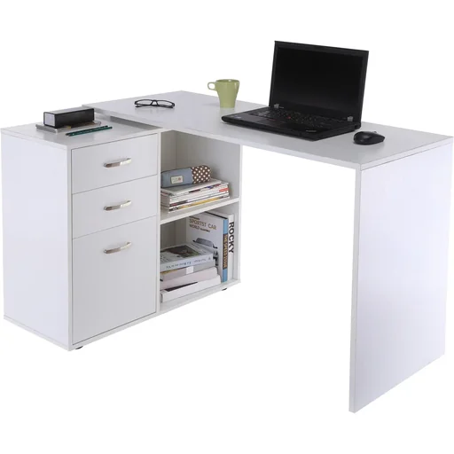 "Corner desk MDF, white image"