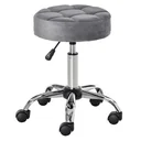 Salon chair with wheels, rolling stool, height adjustable, rotating, salon stool, velvet touch foam, chrome base, grey, 35 x 35 x