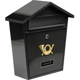 Zwarte brievenbus met slot - 370x320x105mm - 2 sleutels - 0,6mm dik staal