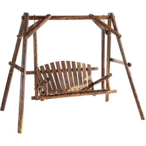 "Solid wood porch swing, 187 x 137 x 170 cm, brown image"