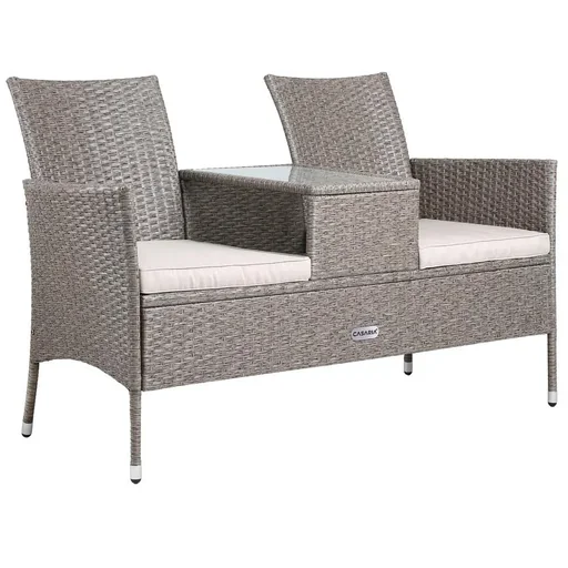"Garden furniture set - Love Bench - Polyrattan - GREY image"