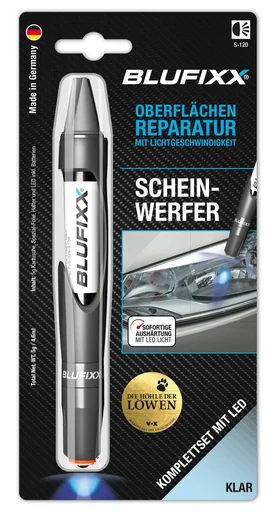 "Headlight repair pen 5 g - including blue LED light - clear image"