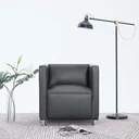 Cube armchair, grey faux leather