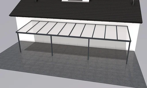 "Patio roof Premium, anthracite, 10140 x 3060 mm - Polycarbonate multi-wall sheets 16 mm, opal image"