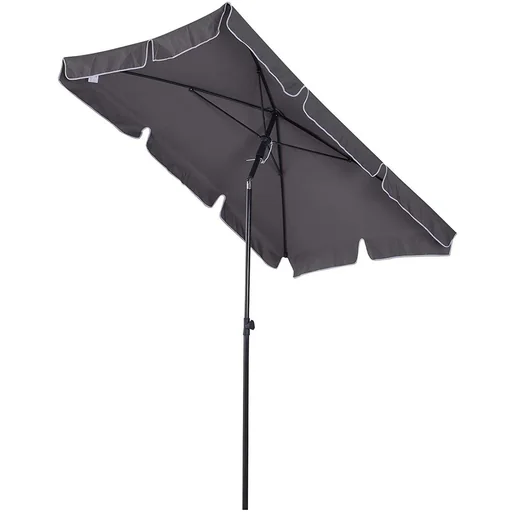 "Parasol folding parasol garden parasol market parasol rectangular steel 180/m² polyester grey 200 x 125 x 235 cm image"