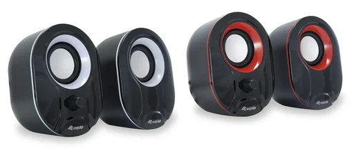 "Stereo 2.0 speakers for notebook/PC in black/white image"