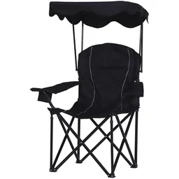 Campingstoel met zonwering zwart