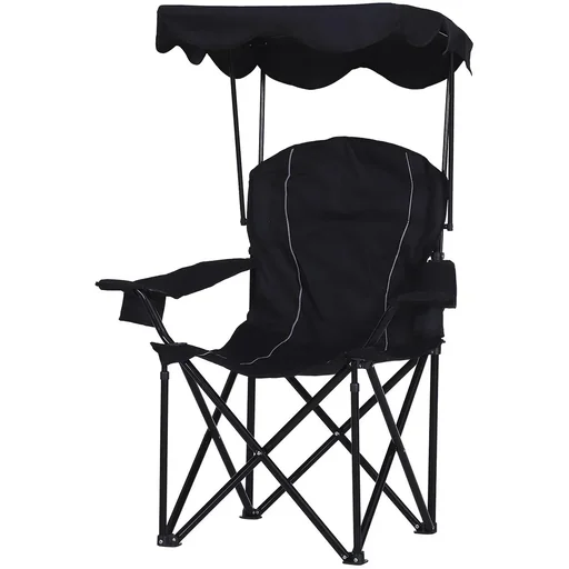 "Camping chair with sunshade black image"