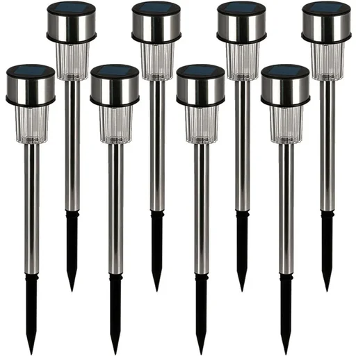"LED solar lamps set of 8 - stainless steel - garden lighting - sink spotlight - 31 cm image"