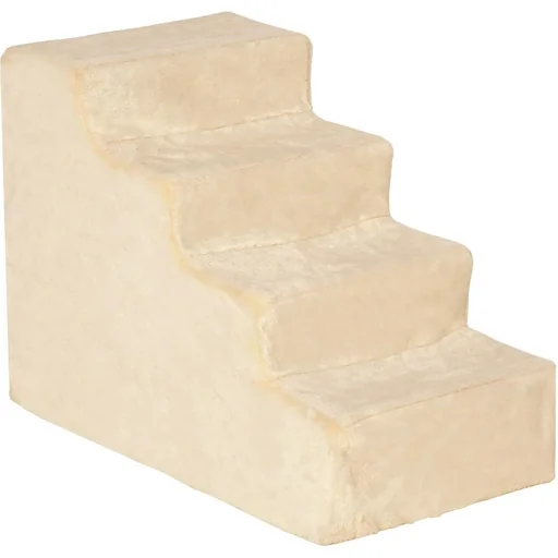 "Pet stairs 4-step dog ramp with removable cover cat stairs dog stairs animal stairs chipboard plush beige 60 image"