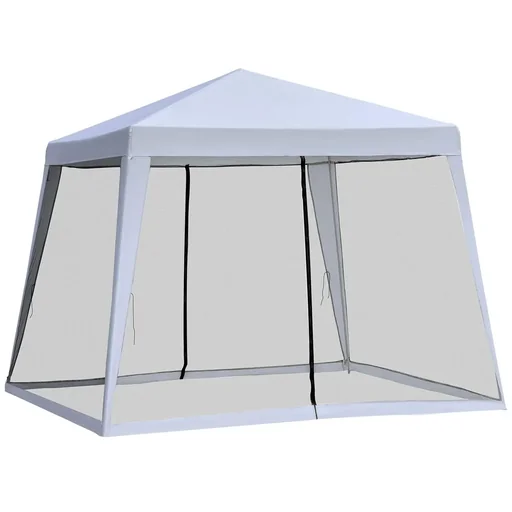"Garden gazebo, marquee, party tent, weatherproof tent with mosquito net, metal + polyester, grey, 3 x 3 m image"