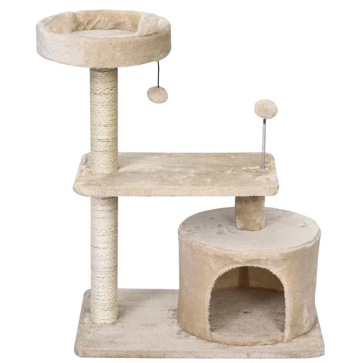 "Scratching post with cat cave image"