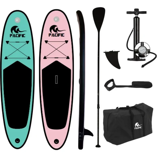 "DUOSET! Pacific SUP Board Love Edition - for him and her - extra stable - 285 cm - 6 pieces - pink/green image"