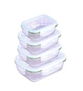 Glass food storage containers with microwave lid, set, rectangular, 4 pieces